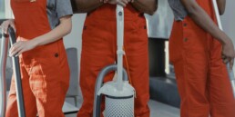 Service business owner reviewing accounts receivable aging report to improve cash flow